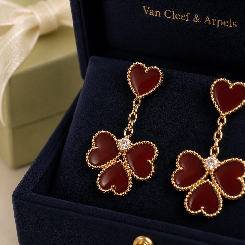 Van Cleef & Arpels Elegant Signature Earrings Style 5 | New with Box - Picture 7 of 9